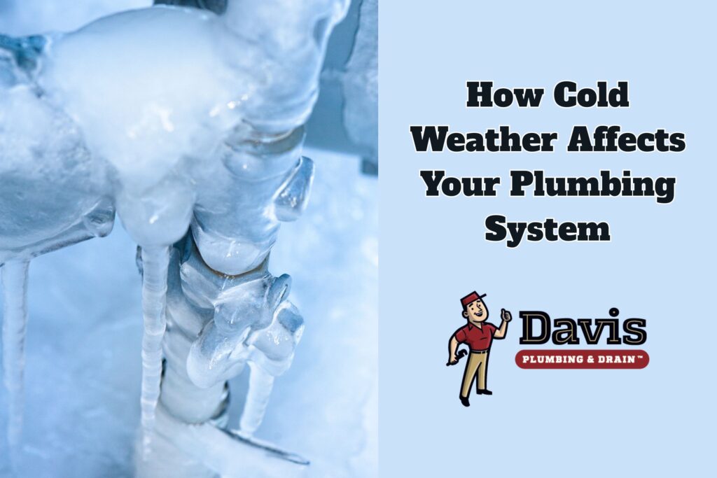 a close-up of frozen pipes outside a home in Burlington Township, NJ, demonstrating how cold weather affects plumbing systems